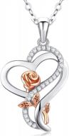 ожерелье с розовым сердцем из стерлингового серебра для женщин - подарок на день рождения, день святого валентина для подруги, жены, мамы. логотип
