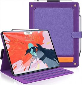 img 4 attached to Фиолетовый чехол для iPad Pro 12,9 2018 г., подставка Auto Dormancy Stand Folio с поддержкой Apple Pencil Charging Multi-Angle Viewing для iPad Pro 3-го поколения 12,9-дюймовой версии 2018 г. - Skycase