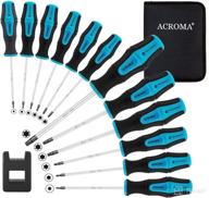 🛠️ acroma 12-piece magnetic torx screwdriver set, cr-v forged din standard blade with non-slip grip, 400d nylon tool bag + demagnetizer - w20012 логотип