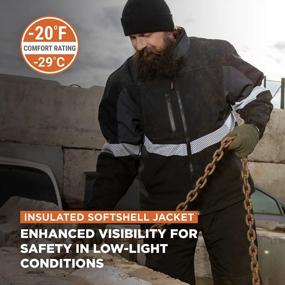 img 3 attached to Stay Safe And Warm With RefrigiWear'S Water-Resistant Insulated Softshell Jacket Featuring Enhanced Visibility And Silver Reflective Tape