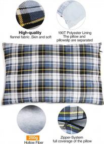 img 3 attached to Lightweight & Compact Camping Pillow - REDCAMP Flannel Travel Pillow With Removable Cover, 1PC/2PCS.