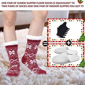 img 3 attached to Stay Cozy All Winter Long With Sunew Women'S Slipper Socks - Thick Fleece Lining, Soft Home Grippers, And Thermal Warmth