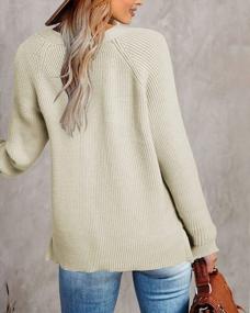 img 1 attached to Ribbed Knit Sweater For Women - Long Sleeve V-Neck Button Front, Casual Relaxed Fit Pullover Jumper Tops