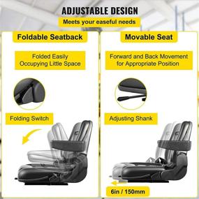 img 1 attached to VEVOR Universal Forklift Seat: Black PVC Tractor Seat with Adjustable Height, Foldable Design, Armrests & Seat Belt - Ideal for Forklifts, Tractors, and Skid Loaders