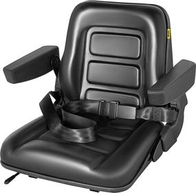 img 4 attached to VEVOR Universal Forklift Seat: Black PVC Tractor Seat with Adjustable Height, Foldable Design, Armrests & Seat Belt - Ideal for Forklifts, Tractors, and Skid Loaders