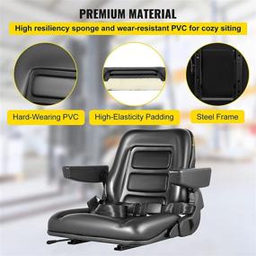 img 2 attached to VEVOR Universal Forklift Seat: Black PVC Tractor Seat with Adjustable Height, Foldable Design, Armrests & Seat Belt - Ideal for Forklifts, Tractors, and Skid Loaders