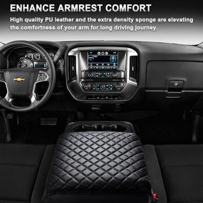 img 2 attached to 🔝 Premium Leather Armrest Cover for Chevy Silverado & GMC Sierra 2014-2018 - KBH Auto Center Console Cushion Protector, Superior Quality, Black Armrest Pad, Anti-Scratches - Interior Custom Fit