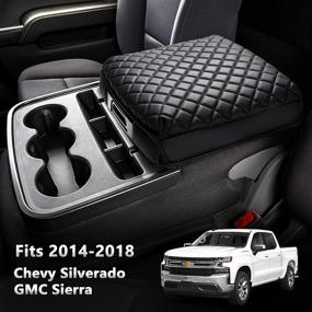 img 3 attached to 🔝 Premium Leather Armrest Cover for Chevy Silverado & GMC Sierra 2014-2018 - KBH Auto Center Console Cushion Protector, Superior Quality, Black Armrest Pad, Anti-Scratches - Interior Custom Fit