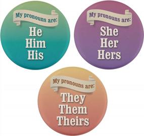 img 4 attached to USA-Made Buttonsmith Pinback Buttons With He, She, They Pronouns - Union Print And Manufactured In Bulk