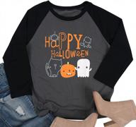 women's halloween pumpkin face graphic raglan baseball tee shirt logo