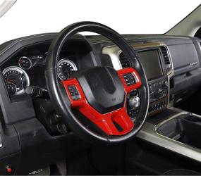 img 1 attached to Red ABS Trim Steering Wheel Cover for 2010-2017 Dodge RAM 1500 - Hoolcar Interior Accessories