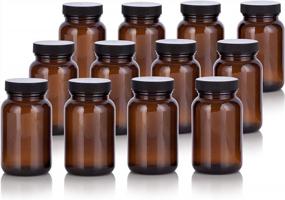 img 4 attached to 12 Pack Amber Glass Bottles With Black Ribbed Lid - Perfect For Storage And Transport (5 Oz)