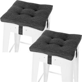 img 4 attached to 🪑 baibu Square Seat Cushion Set of 2 - Super Soft 14 Inch Bar Stool Square Seat Cushion with Ties - Gray-Black, 35CM Size 14" - 2 Pads Only