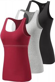 img 4 attached to Triple-Pack Vislivin Womens Racerback Tank Tops With Built-In Support Bra And Stretch Fabric