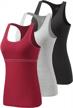 triple-pack vislivin womens racerback tank tops with built-in support bra and stretch fabric logo