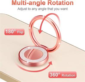 img 3 attached to 📱 3 ProMax Cell Phone Ring Holders Finger Stand Finger Phone Kickstand 360° Rotation Bling Metal Ring Grip for Magnetic Car Mount Compatible with Smartphone (Rose Gold)