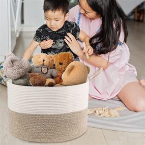 img 2 attached to 🧺 MXMHOME Extra Large Cotton Rope Basket – 21.6" x 21.6" x 13.7" – Blanket Basket for Living Room, Toy Storage Basket, Woven Blanket Storage, Organizing Bins for Kids Toys