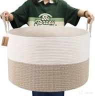 🧺 mxmhome extra large cotton rope basket – 21.6" x 21.6" x 13.7" – blanket basket for living room, toy storage basket, woven blanket storage, organizing bins for kids toys логотип