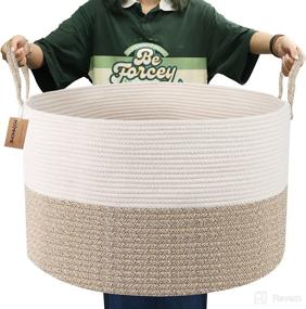 img 4 attached to 🧺 MXMHOME Extra Large Cotton Rope Basket – 21.6" x 21.6" x 13.7" – Blanket Basket for Living Room, Toy Storage Basket, Woven Blanket Storage, Organizing Bins for Kids Toys