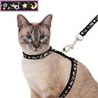 🌙 ultimate escape-proof cat harness and leash set with golden star and moon design- glow in the dark black - adjustable soft safety strap for outdoor walking logo