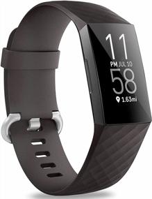 img 4 attached to 💦 Waterproof Replacement Hamile Bands for Fitbit Charge 4/3/3 SE - Dark Brown, Large Size- Fitness Sport Band Wristband for Women and Men