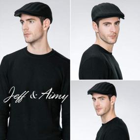 img 3 attached to Mens Winter Knit Newsboy Cap - Jeff & Aimy Wool Blend Irish Ivy Cabbie Golf Flat Hat With Fitted Design For 57-61CM Head Size