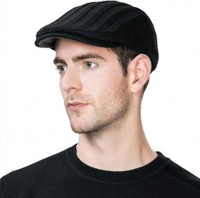 img 4 attached to Mens Winter Knit Newsboy Cap - Jeff & Aimy Wool Blend Irish Ivy Cabbie Golf Flat Hat With Fitted Design For 57-61CM Head Size