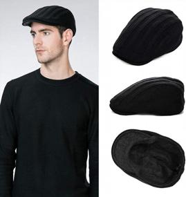 img 2 attached to Mens Winter Knit Newsboy Cap - Jeff & Aimy Wool Blend Irish Ivy Cabbie Golf Flat Hat With Fitted Design For 57-61CM Head Size