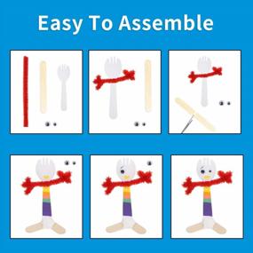 img 1 attached to 🎨 DIYASY DIY Craft Kit for Kids - 50 Sets of Plastic Spork, Red Pipe Cleaners, Googly Eyes, and Popsicle Sticks for Creative Making