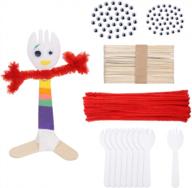 🎨 diyasy diy craft kit for kids - 50 sets of plastic spork, red pipe cleaners, googly eyes, and popsicle sticks for creative making logo