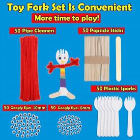 img 3 attached to 🎨 DIYASY DIY Craft Kit for Kids - 50 Sets of Plastic Spork, Red Pipe Cleaners, Googly Eyes, and Popsicle Sticks for Creative Making