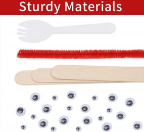 img 2 attached to 🎨 DIYASY DIY Craft Kit for Kids - 50 Sets of Plastic Spork, Red Pipe Cleaners, Googly Eyes, and Popsicle Sticks for Creative Making