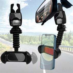 img 4 attached to 📱 2022 Multifunctional Rear View Mirror Phone Holder: 2PCS 360 Rotating Mount for Car, Universal Clip for Vehicle Truck Back Seat