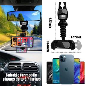 img 2 attached to 📱 2022 Multifunctional Rear View Mirror Phone Holder: 2PCS 360 Rotating Mount for Car, Universal Clip for Vehicle Truck Back Seat