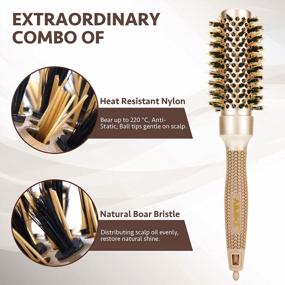 img 2 attached to AIMIKE Round Brush For Women Blow Drying, Nano Thermal Ceramic & Ionic Tech Hair Brush, Small Round Barrel Brush With Boar Bristles, Professional Roller Brush For Styling And Blowout Volume, 1.3 Inch