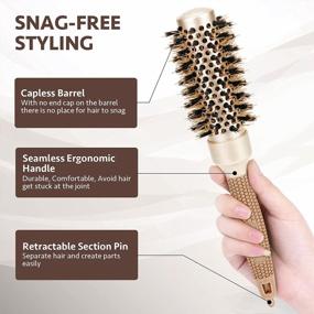 img 1 attached to AIMIKE Round Brush For Women Blow Drying, Nano Thermal Ceramic & Ionic Tech Hair Brush, Small Round Barrel Brush With Boar Bristles, Professional Roller Brush For Styling And Blowout Volume, 1.3 Inch