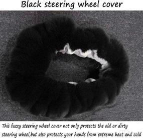 img 1 attached to 🚗 Fluffy Black Faux Wool Plush Steering Wheel Cover for Women - Winter Warm Furry Steering Wheel Protector - Universal Fit 15 Inch - ZWZCYZ Brand