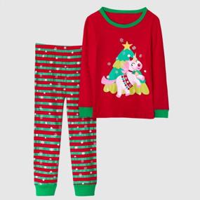 img 3 attached to Snug-Fit Cotton Pajamas Set For Girls - 4-Piece Kids Sleepwear