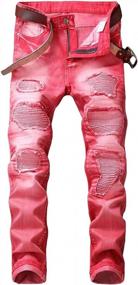img 4 attached to Unleash Your Edge With Enrica'S Men'S Ripped Moto Biker Jeans - Sharpen Your Style