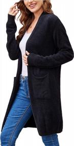 img 2 attached to Stay Cozy In Style With Women'S Open Front Fuzzy Knit Cardigans With Pockets