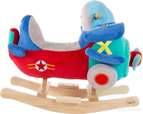 img 2 attached to 🚀 Happy Trails Rocking Plane Toy - Plush Stuffed Ride On Wooden Rocker for Kids with Sounds and Handles - Imaginative Playtime Fun for Boys, Girls, and Toddlers