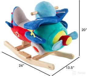img 3 attached to 🚀 Happy Trails Rocking Plane Toy - Plush Stuffed Ride On Wooden Rocker for Kids with Sounds and Handles - Imaginative Playtime Fun for Boys, Girls, and Toddlers