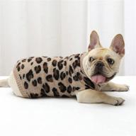 🐆 leopard pattern dog sweater for fall winter - pasrld dog sweater with turtleneck knitwear for small pets (khaki) логотип