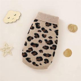 img 3 attached to 🐆 Leopard Pattern Dog Sweater for Fall Winter - PASRLD Dog Sweater with Turtleneck Knitwear for Small Pets (Khaki)