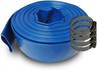 schraiberpump 1.5-inch by 200-feet- general purpose reinforced pvc lay-flat discharge and backwash hose - heavy duty (4 bar) 4 clamps included logo