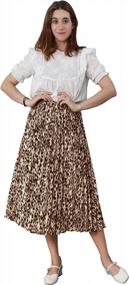img 2 attached to CHARTOU Women'S High Waisted Pleated Midi-Long Skirt With Elastic Waistband And Stylish Leopard Print Design