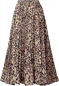 img 4 attached to CHARTOU Women'S High Waisted Pleated Midi-Long Skirt With Elastic Waistband And Stylish Leopard Print Design