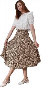 img 1 attached to CHARTOU Women'S High Waisted Pleated Midi-Long Skirt With Elastic Waistband And Stylish Leopard Print Design