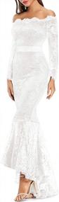 img 2 attached to LALAGEN Женское цветочное кружевное платье с длинными рукавами и открытыми плечами, свадебное платье-русалка