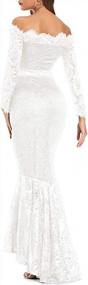 img 3 attached to LALAGEN Женское цветочное кружевное платье с длинными рукавами и открытыми плечами, свадебное платье-русалка